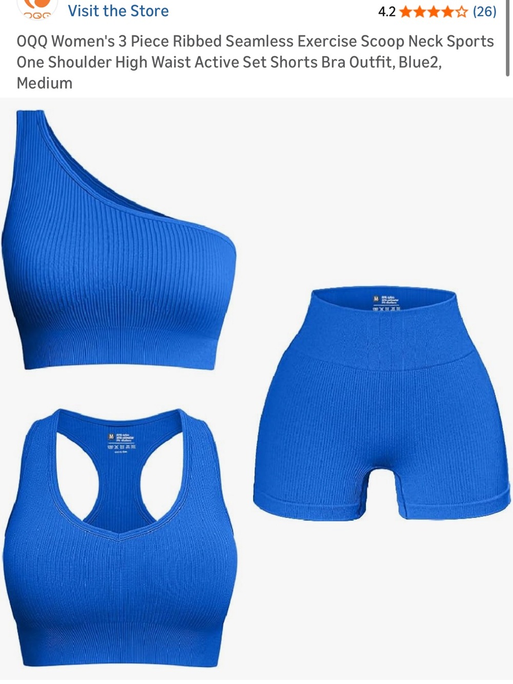 AMAZON Seamless Ribbed 3-Piece Active Set - Electric Blue